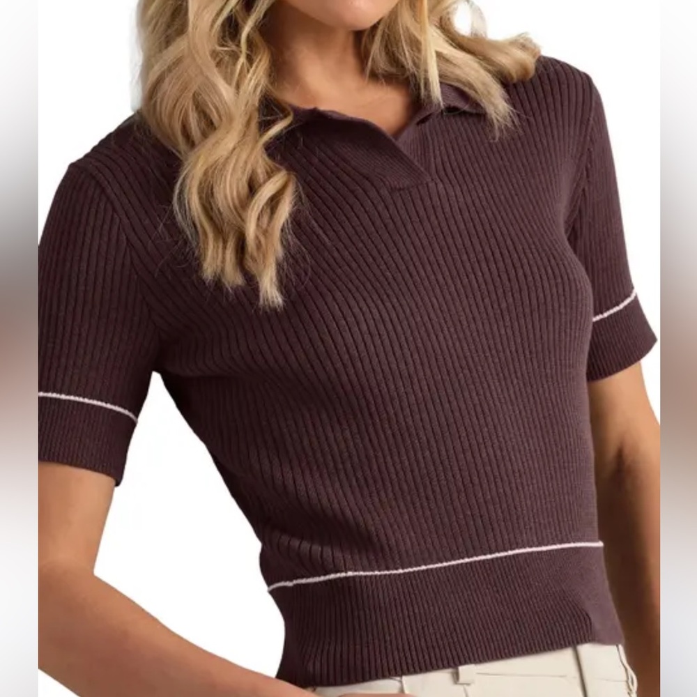 RHONE Birdie Rib Polo Short Sleeve Sweater Size Large